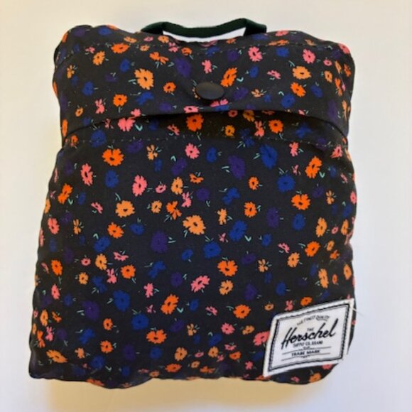 Herschel Voyage Hooded Jacket size small navy blue with blue and orange flowers - Picture 5 of 5